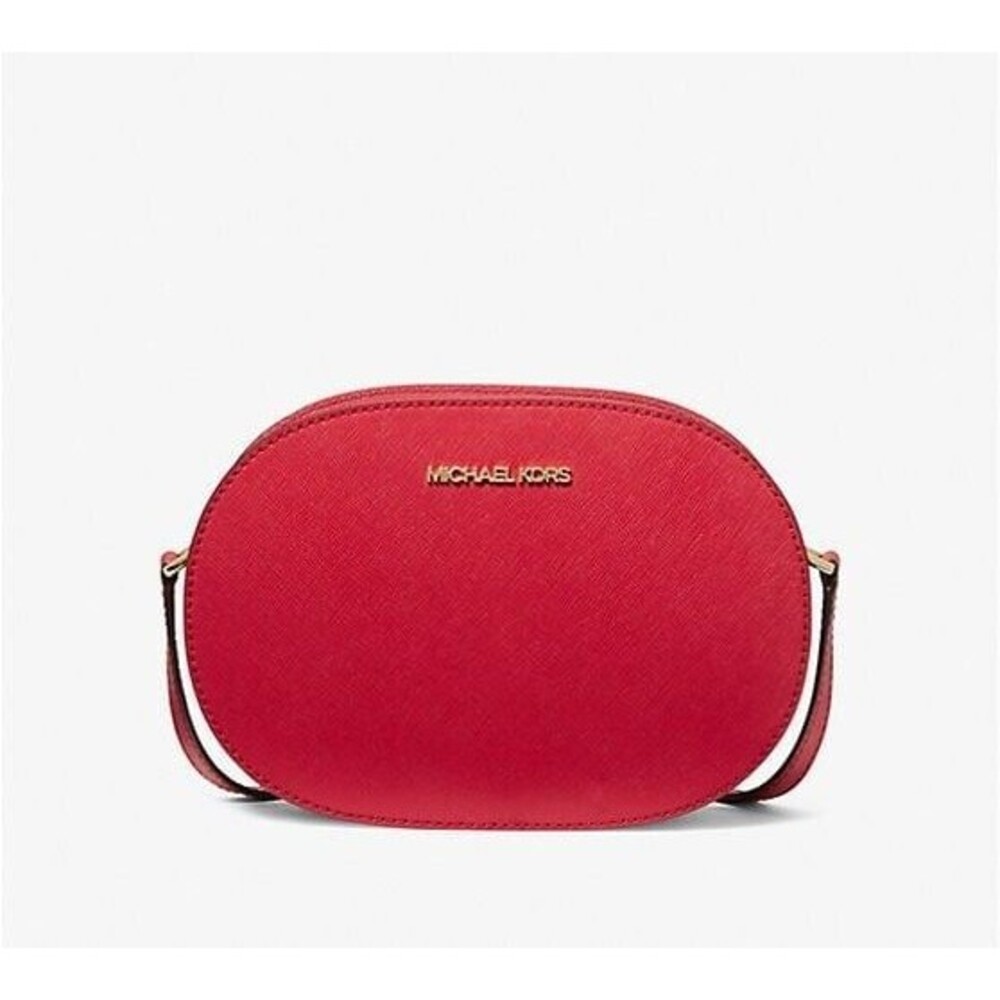 New Michael Kors Jet Set Travel Medium Saffiano Leather Crossbody Bright Red